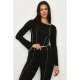 Black Contrast Stitch Ribbed Long Sleeve Top