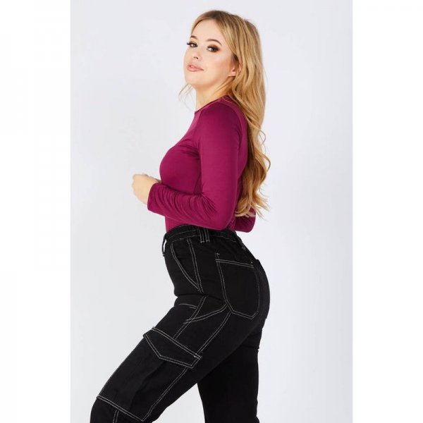 Plum Long Sleeve Stretch Bodysuit