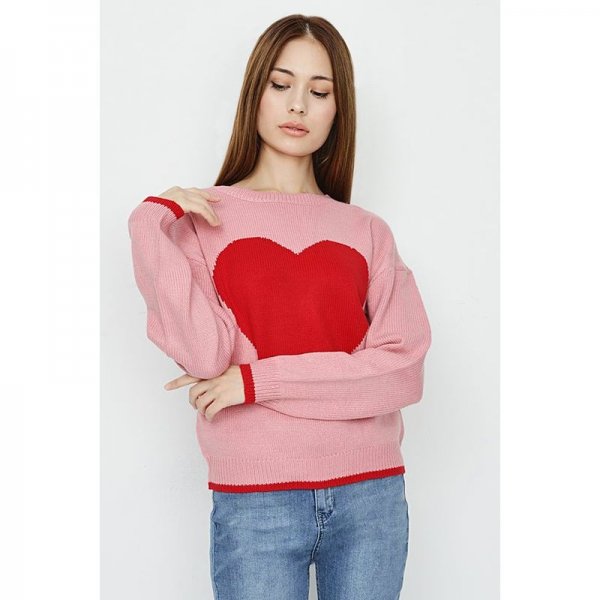 Pink Heart Jacquard Jumper