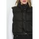 Black Crop Elastic Hem Puffer Gilet