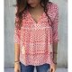 Vintage V-Neck Red Print Top