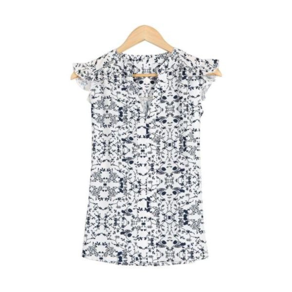 Fresh Print V-Neck Sleeveless Top