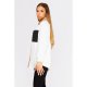 White Colour Block Relaxed Shirt