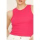 VIVID PINK RIBBED RACER CROP VEST