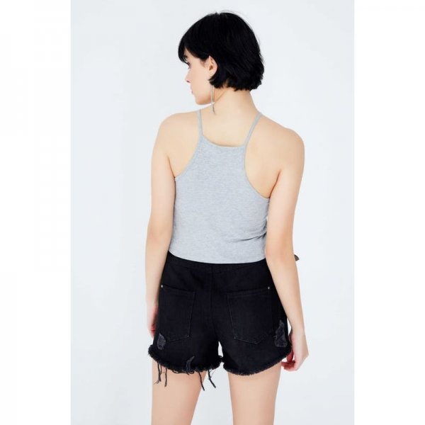 Grey Marl Square Neck Crop Vest