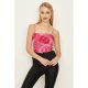 Pink Rose Print Mesh Bodysuit