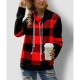 Special Plaid Print Drawstring Neck Top