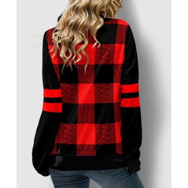 Special Plaid Print Drawstring Neck Top