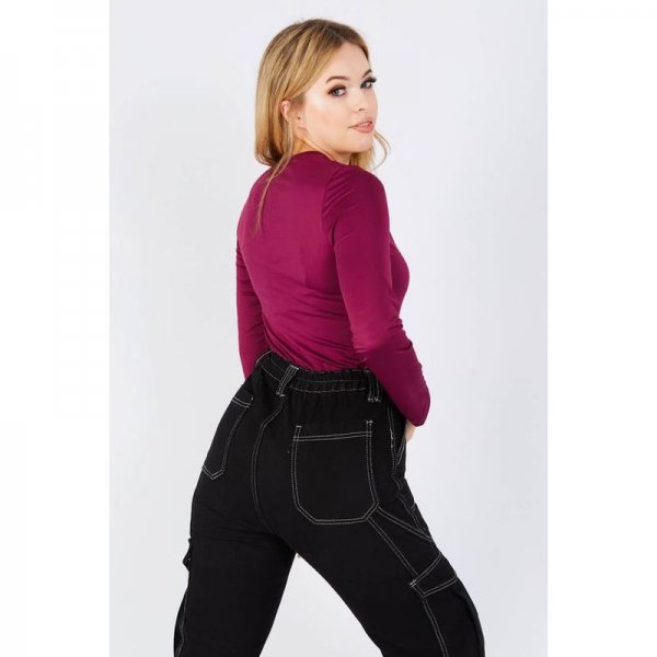 Plum Long Sleeve Stretch Bodysuit