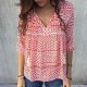 Vintage V-Neck Red Print Top