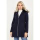 Navy Fur Trim Zip Front Duffle