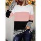 Stylish Round Neck Color Block Print Knit Top