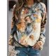 Attractive Leaf Print Long Sleeve Top